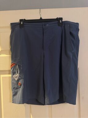 Columbia Navy PFG Outdoor Performance Shorts with Contrast Stitching